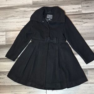 Rothschild Black Belted Fit-and-Flare Wool Coat